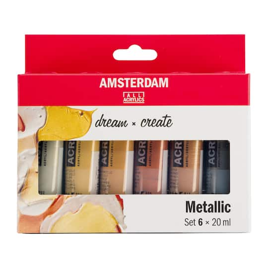 Amsterdam 20mL Standard Series 6 Color Metallic Acrylic Paint Set